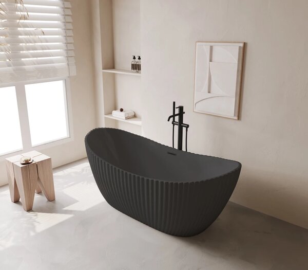 Cada acril freestanding Celeste Noir, Negru mat, 170 cm, 5049