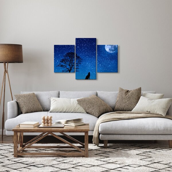 Tablou - Lupul urlând la lună (90x60 cm)