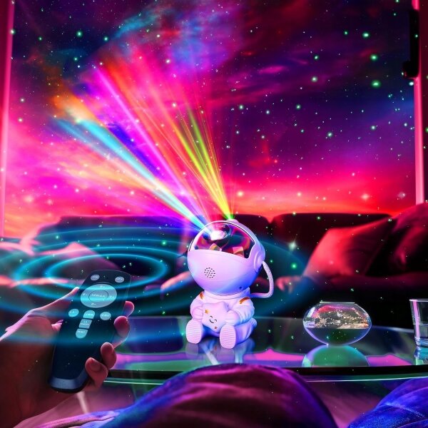 Proiector LED RGB LED/5W/5V astronaut + telecomandă