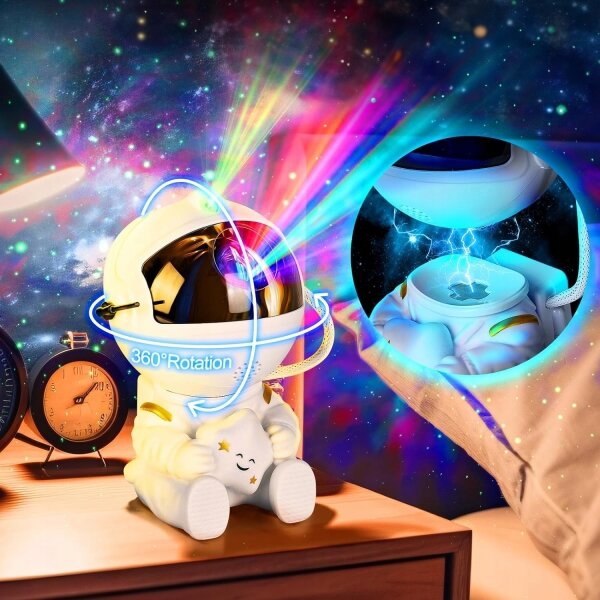 Proiector LED RGB LED/5W/5V astronaut + telecomandă