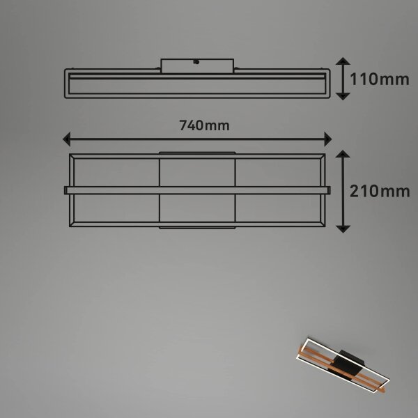 Briloner FRAME 3777-015 - Plafonieră LED 21W/230V 3000K, neagră