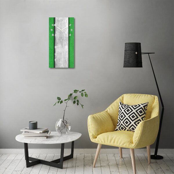 Ceas din sticlă dreptunghiular vertical perete verde