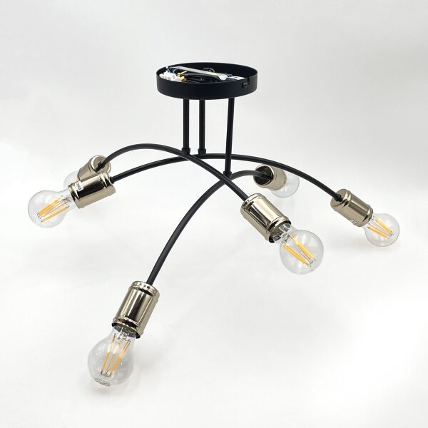 Lustru aplicat ANYA, 6 x E27, 15 W, 230 V, negru/auriu