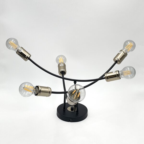 Lustru aplicat ANYA, 6 x E27, 15 W, 230 V, negru/auriu
