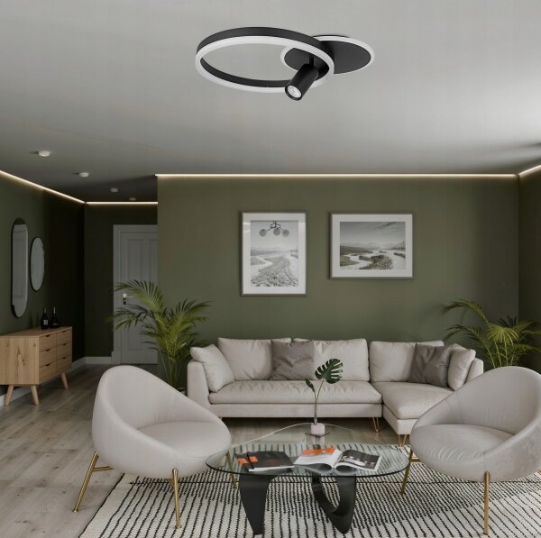 Plafonieră LED/38W/230V + 1xGU10/30W neagră