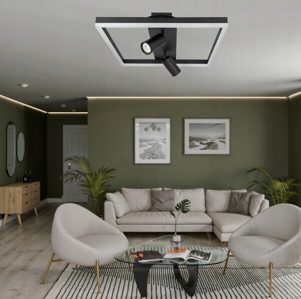 Plafonieră LED 38W/230V + 2x GU10/30W, neagră