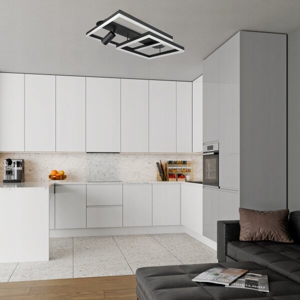 Plafonieră LED 38W/230V + 1x GU10/30W, neagră