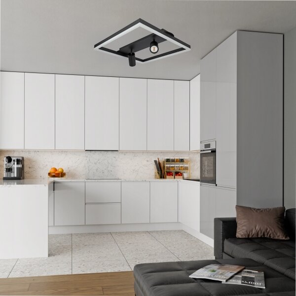 Plafonieră LED 38W/230V + 2x GU10/30W, neagră