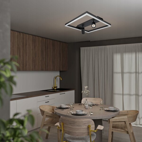 Plafonieră LED 38W/230V + 2x GU10/30W, neagră