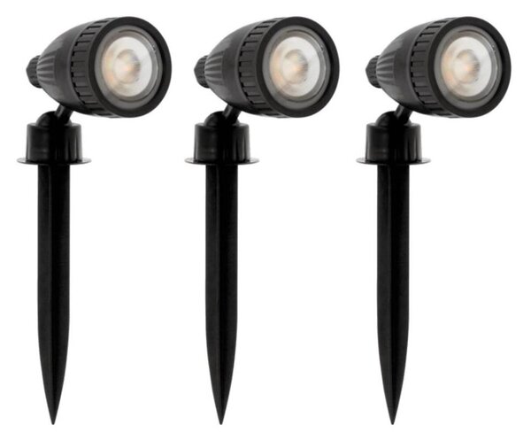 Eglo 31028 - Set 3x lampă de exterior LED RGBW NEMA-C 1xGU10/5W/230V IP44 neagră+telecomandă