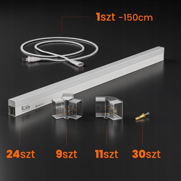 Plafonieră LED 240W, 85-265V, 6500K, 298x209 cm, CRI 90, IP44, albă