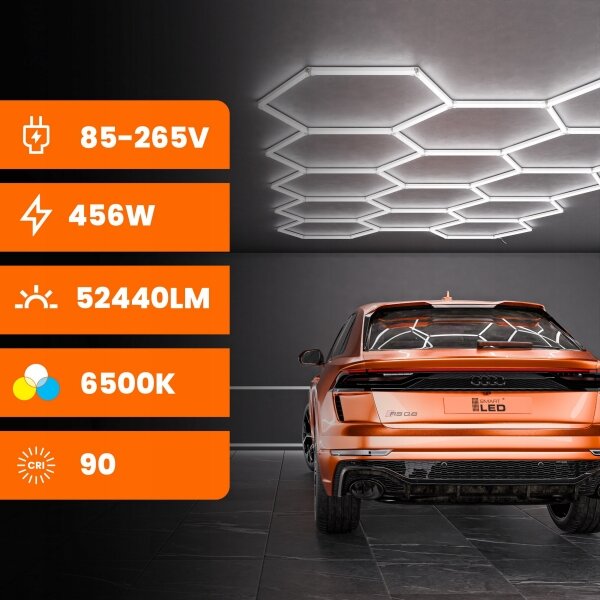 Plafonieră LED 570W/85-265V 6500K 522x298 cm CRI 90 IP44, albă