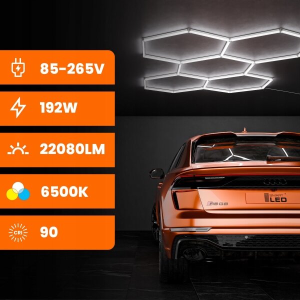 Plafonieră LED 240W, 85-265V, 6500K, 298x209 cm, CRI 90, IP44, albă