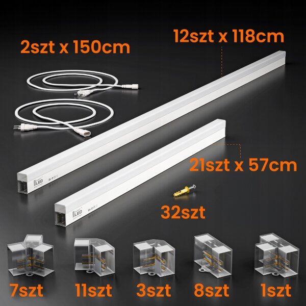 Plafonieră LED, 426 W, 85-265 V, 6500 K, 484 x 243 cm, CRI 90, IP44, albă