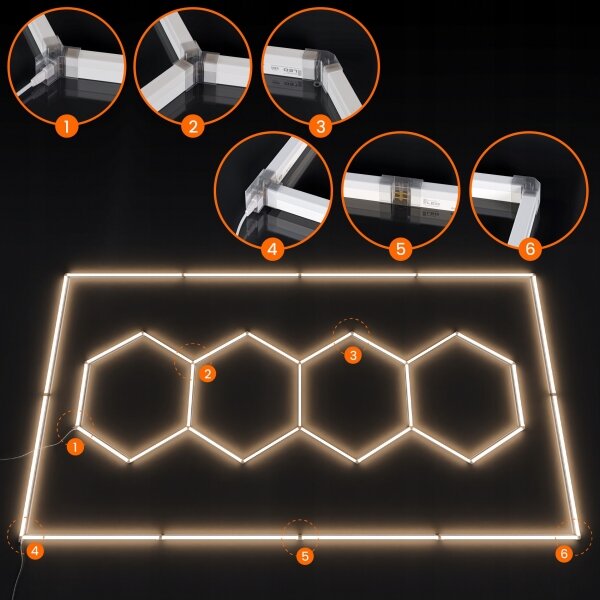 Plafonieră LED 426W, 85-265V, 4000K, 484x243 cm, CRI 90, IP44, albă
