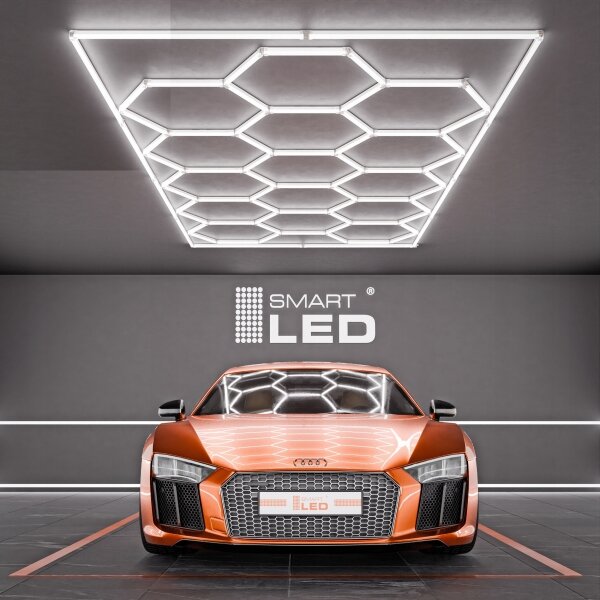 Plafonieră LED 696W, 85-265V, 6500K, 484x243 cm, CRI 90, IP44, alb
