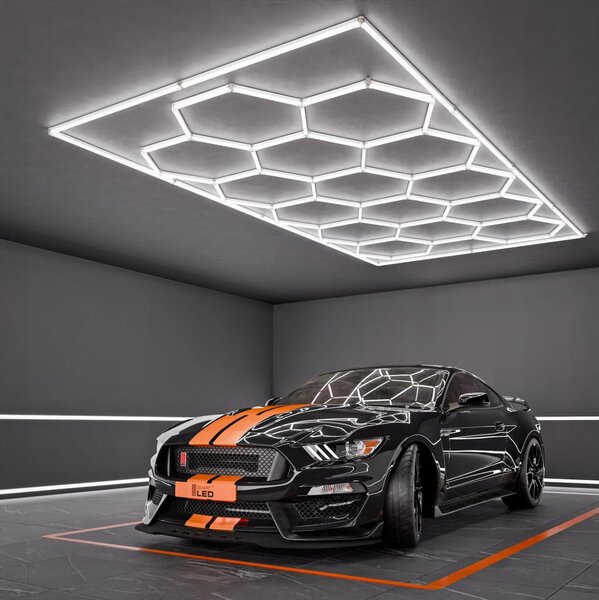 Plafonieră LED 696W, 85-265V, 6500K, 484x243 cm, CRI 90, IP44, alb