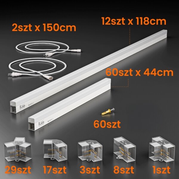 Plafonieră LED/696W/85-265V 4000K 484x243 cm CRI 90 IP44 albă