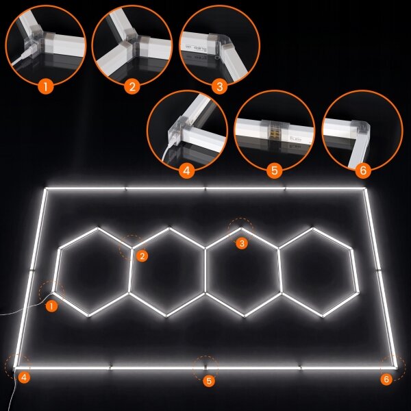 Plafonieră LED, 426 W, 85-265 V, 6500 K, 484 x 243 cm, CRI 90, IP44, albă