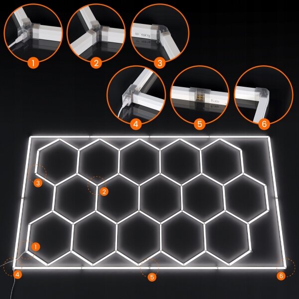 Plafonieră LED 696W, 85-265V, 6500K, 484x243 cm, CRI 90, IP44, alb