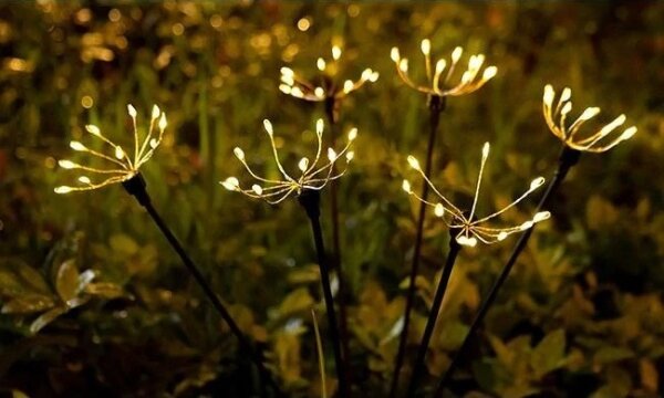Lampă solară LED decorativă cu senzor, 1,2 V, 3000 K, 73 cm, 600 mAh, IP44