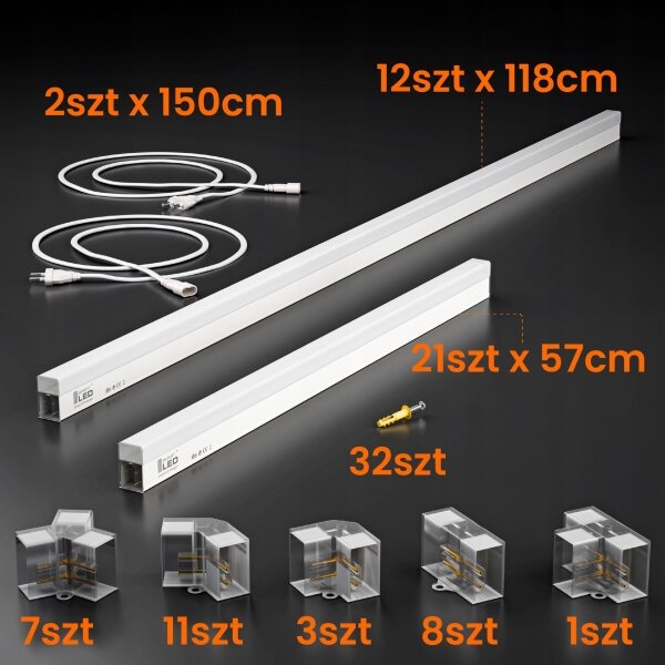 Plafonieră LED 426W, 85-265V, 4000K, 484x243 cm, CRI 90, IP44, albă