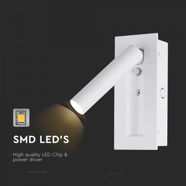 Aplica de perete tip spot LED, 2W, 230V, 3000K, alb