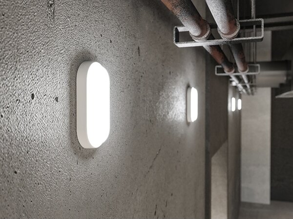 Aplica LED de exterior, 6 W, 230 V, IP54, albă