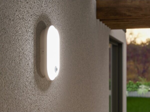 Aplica de exterior LED cu senzor OVAL LED/10W/230V IP65 alb