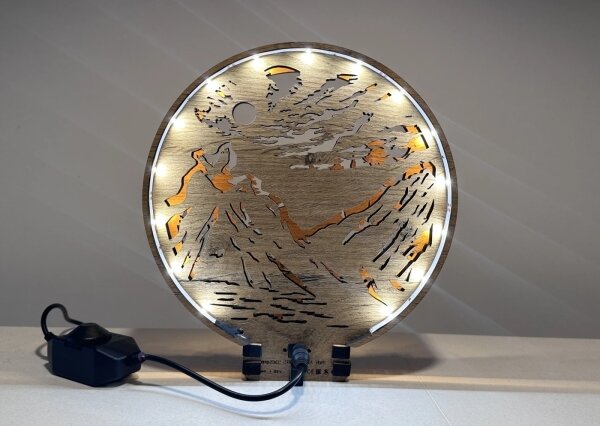 Li-Go 23595/DUB2 - Decorațiune de masă LED reglabilă, 12W, 230V, 20x22 cm, finisaj stejar