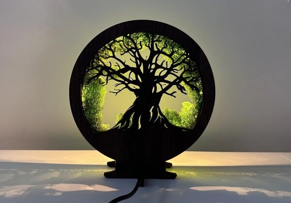 Li-Go 23604/DUB2 - Lampă de masă LED reglabilă, decorativă, 12W, 230V, 20x22 cm, stejar