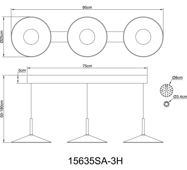 Globo 15635SA-3H - LAMPONE LED lustră suspendată pe cablu, 24W, 230V, 4000K, bej