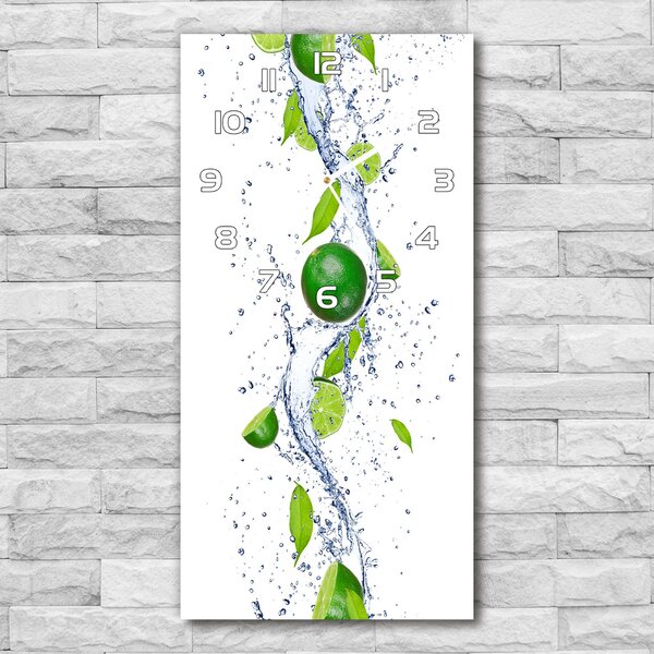 Ceas vertical de perete din sticlă Lămâie verde