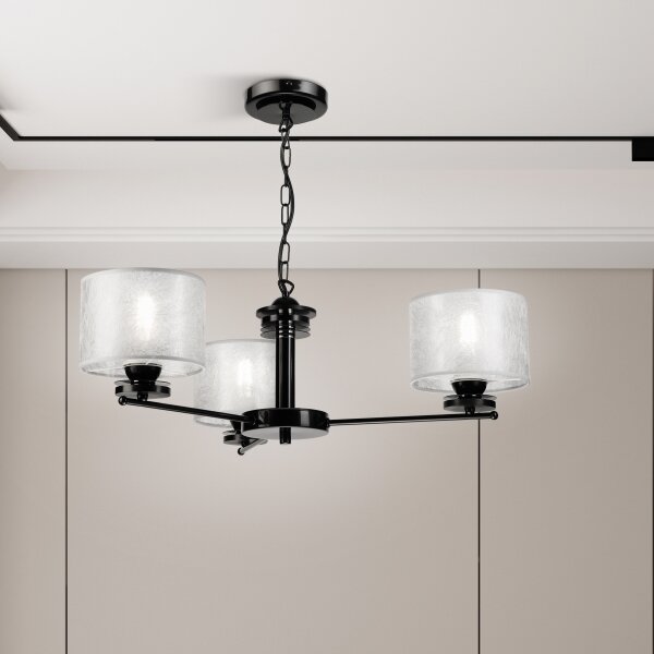 Candelabru suspendat ROSA cu lanț 3xE27/60W/230V negru/gri
