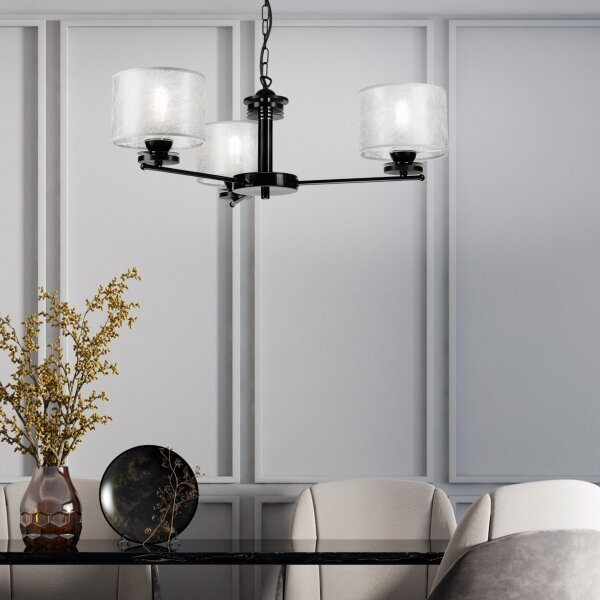 Candelabru suspendat ROSA cu lanț 3xE27/60W/230V negru/gri