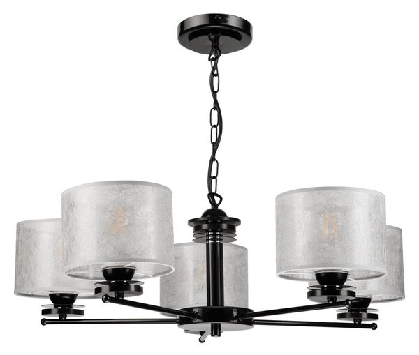 Candelabru pe lanț ROSA 5xE27/60W/230V negru/gri