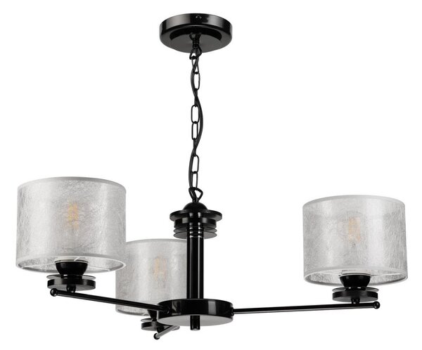 Candelabru suspendat ROSA cu lanț 3xE27/60W/230V negru/gri