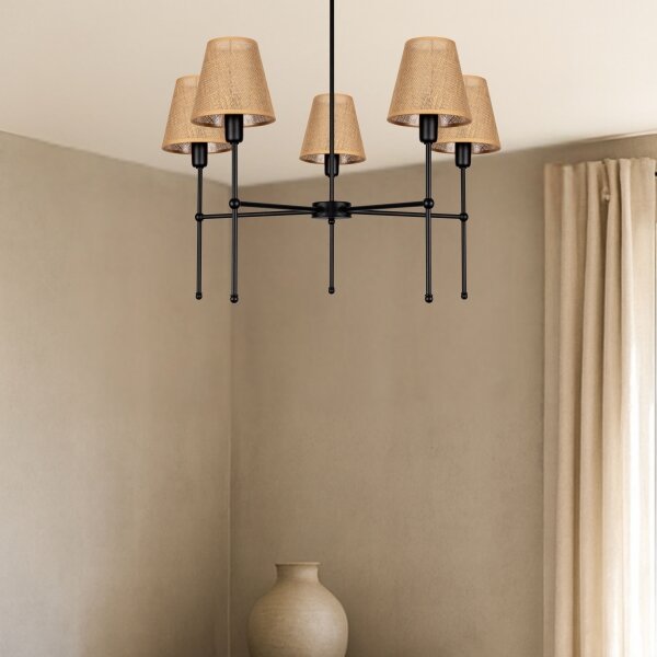 Candelabru cu tijă MADELA, 5xE14/40W/230V, iută/negru