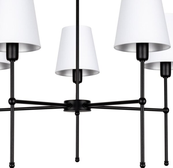 Lustră cu tijă MADELA 5xE14/40W/230V alb/negru