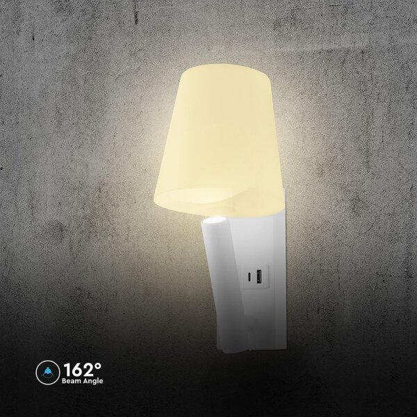 Lampă de perete LED cu port USB LED/2W/230V 3000K albă