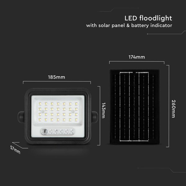 Proiector solar LED reglabil, 50W, 3,2V, IP65, 3800 mAh, negru, cu telecomandă