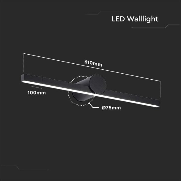 Aplică LED pentru oglindă de baie, 10 W, 230 V, 3000 K, IP65, neagră