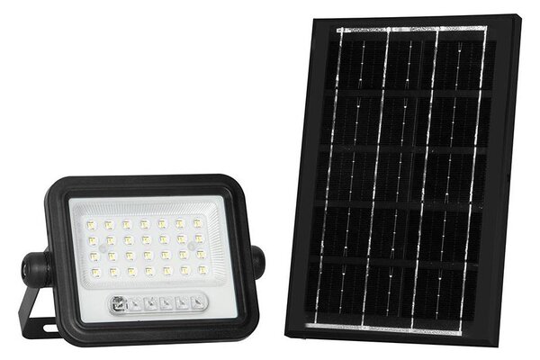 Proiector solar LED reglabil, 50W, 3,2V, IP65, 3800 mAh, negru, cu telecomandă