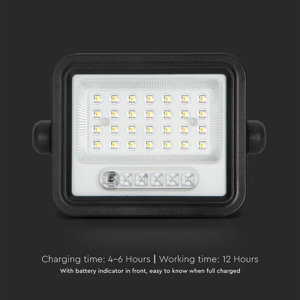 Proiector solar LED reglabil, 50W, 3,2V, IP65, 3800 mAh, negru, cu telecomandă