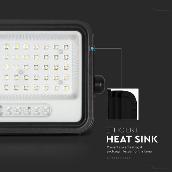Proiector solar LED cu dimmer, 100W, 3,2V, IP65, 5000 mAh, negru + telecomandă