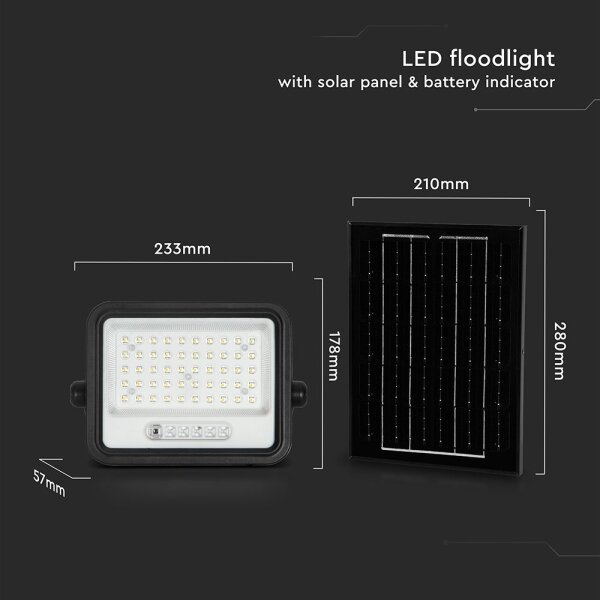Proiector solar LED cu dimmer, 100W, 3,2V, IP65, 5000 mAh, negru + telecomandă