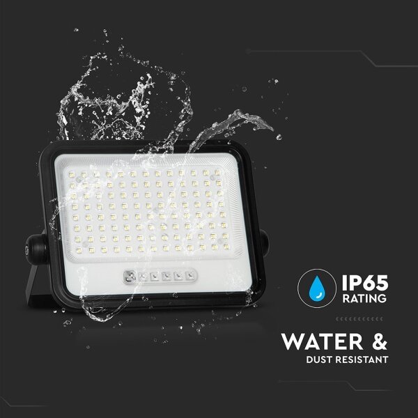 Proiector solar LED reglabil 200W 3,2V IP65 10000 mAh, negru, cu telecomandă