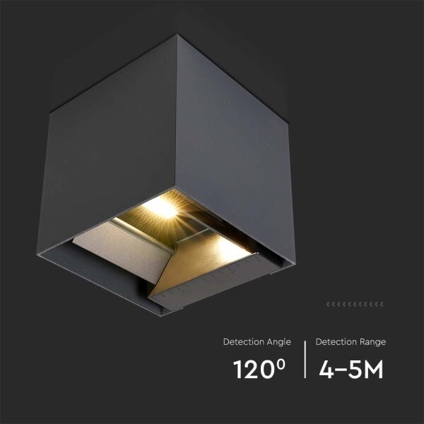 Aplica solară de perete LED cu senzor, 9W, 5V, IP65, 2600 mAh, antracit