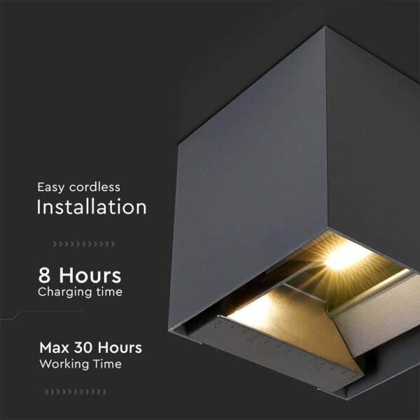 Aplica solară de perete LED cu senzor, 9W, 5V, IP65, 2600 mAh, antracit
