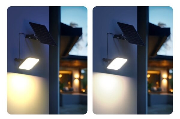 Proiector solar LED cu senzor, 10W, 3,7V, 4000K, IP65, 3600 mAh + telecomandă